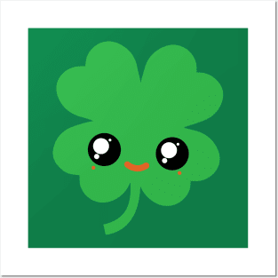 Cute Irish Shamrock Kawaii Posters and Art